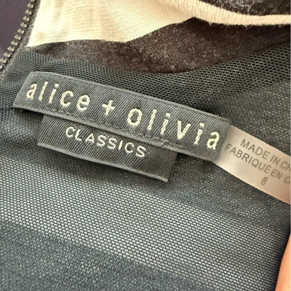 Alice + Olivia Black White Striped Mock Neck Mini Dress | Chic | Trendy 8 - Picture 10 of 13